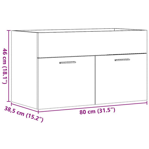 vidaXL Waschbeckenunterschrank Altholz-Optik 80x38,5x46 cm