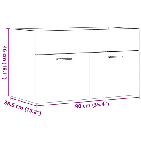 vidaXL Waschbeckenunterschrank Sonoma-Eiche 90x38,5x46 Holzwerkstoff