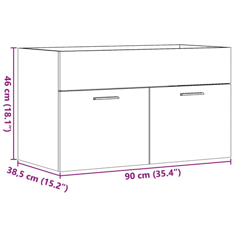 vidaXL Waschbeckenunterschrank Betongrau 90x38,5x46 Holzwerkstoff