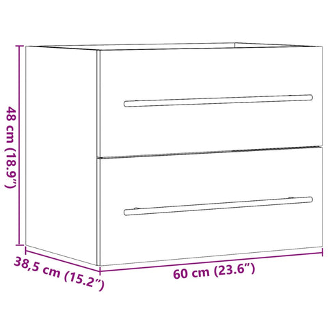 vidaXL Waschbeckenunterschrank Sonoma-Eiche 60x38,5x48cm Holzwerkstoff