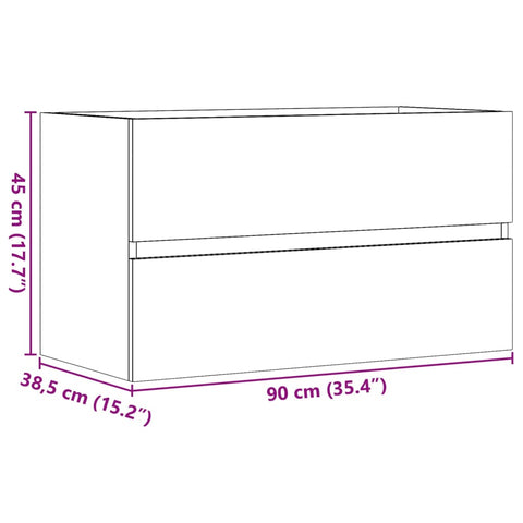 vidaXL Waschbeckenunterschrank Betongrau 90x38,5x45 cm Holzwerkstoff