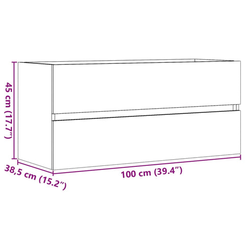 vidaXL Waschbeckenunterschrank Betongrau 100x38,5x45 cm Holzwerkstoff