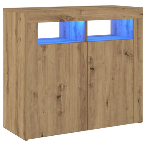 vidaXL Sideboard mit LED-Leuchten Artisan-Eiche 80x35x75 cm