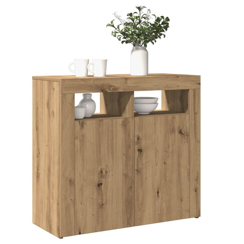 vidaXL Sideboard mit LED-Leuchten Artisan-Eiche 80x35x75 cm