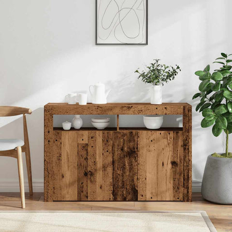 vidaXL Sideboard mit LED-Leuchten Altholz-Optik 115,5x30x75 cm