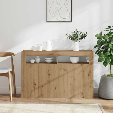 vidaXL Sideboard mit LED-Leuchten Artisan-Eiche 115,5x30x75 cm