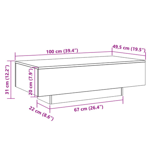 vidaXL Couchtisch Altholz-Optik 100x49,5x31 cm Holzwerkstoff