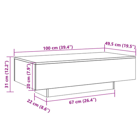 vidaXL Couchtisch Artisan-Eiche 100x49,5x31 cm Holzwerkstoff