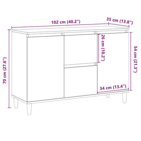 vidaXL Sideboard Altholz-Optik 102x35x70 cm Holzwerkstoff