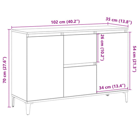 vidaXL Sideboard Altholz-Optik 102x35x70 cm Holzwerkstoff