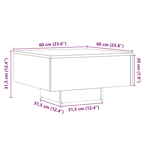 vidaXL Couchtisch Altholz-Optik 60x60x31,5 cm Holzwerkstoff