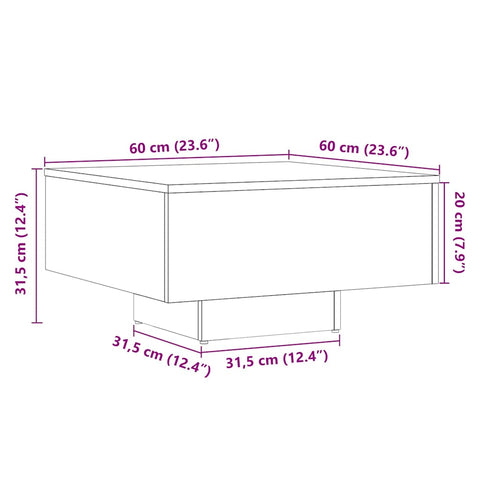 vidaXL Couchtisch Artisan-Eiche 60x60x31,5 cm Holzwerkstoff