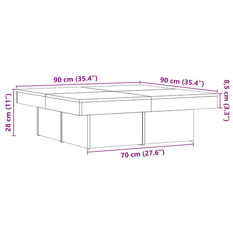 vidaXL Couchtisch Altholz-Optik 90x90x28 cm Holzwerkstoff