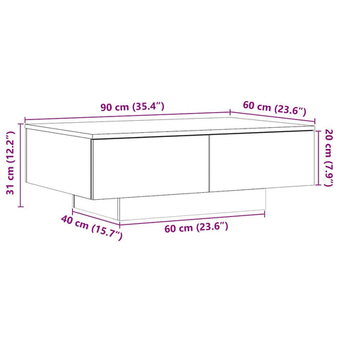 vidaXL Couchtisch Altholz-Optik 90x60x31 cm Holzwerkstoff