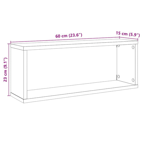 Würfel-Wandregale 6 Stk. Altholz-Optik 60x15x23 Holzwerkstoff