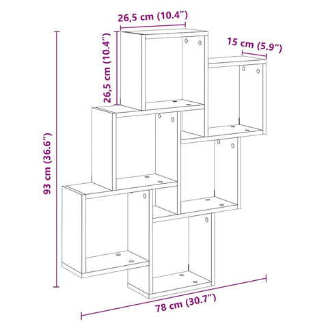 vidaXL Würfelregal Altholz-Optik 78x15x93 cm Holzwerkstoff