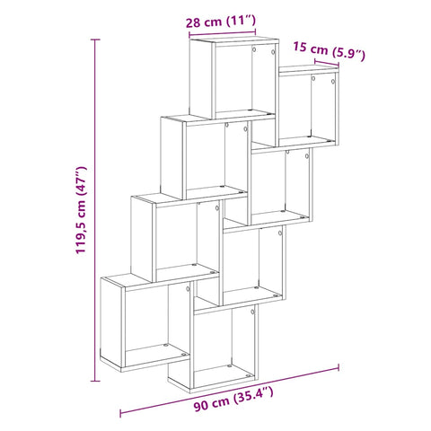 vidaXL Würfelregal Altholz-Optik 90x15x119,5 cm Holzwerkstoff