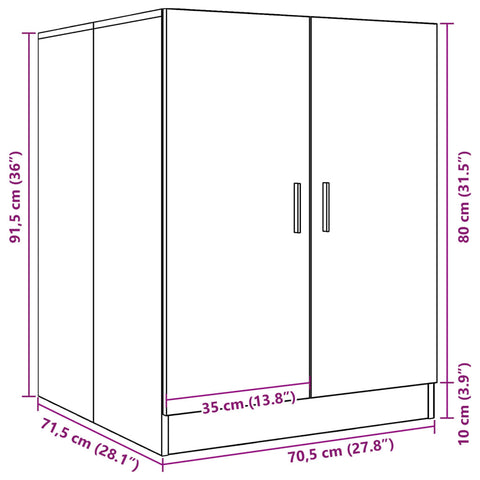 vidaXL Waschmaschinenschrank Altholz-Optik 70,5x71,5x91,5 cm