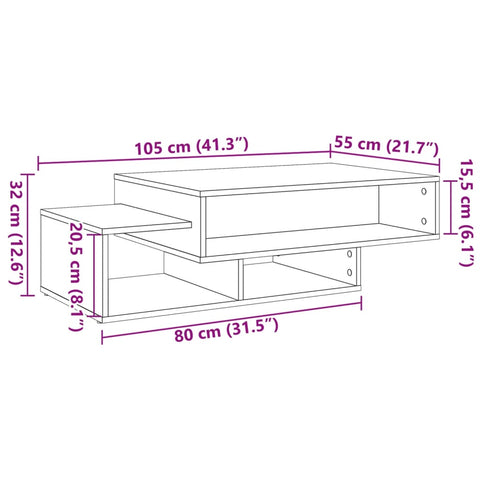 vidaXL Couchtisch Altholz-Optik 105x55x32 cm Holzwerkstoff