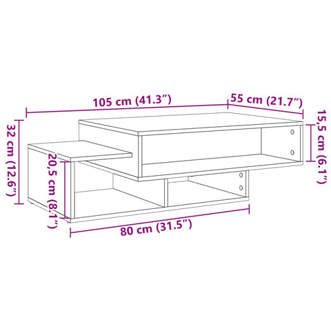 vidaXL Couchtisch Artisan-Eiche 105x55x32 cm Holzwerkstoff