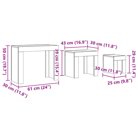 vidaXL Satztische 3 Stk. Altholz-Optik Holzwerkstoff