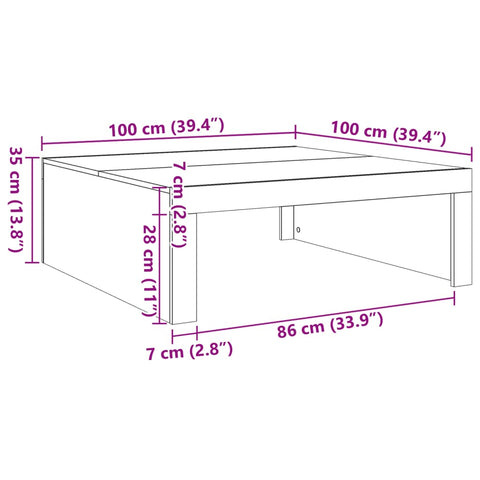 vidaXL Couchtisch Altholz-Optik 100x100x35 cm Holzwerkstoff