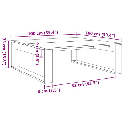 vidaXL Couchtisch Altholz-Optik 100x100x35 cm Holzwerkstoff