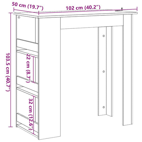 Bartisch mit Regal Altholz-Optik 102x50x103,5 cm