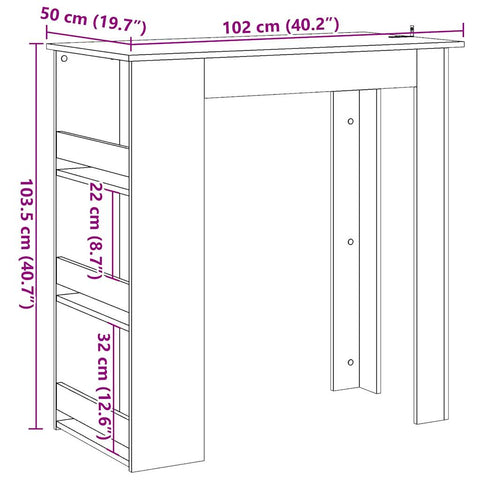 Bartisch mit Regal Artisan-Eiche 102x50x103,5 cm