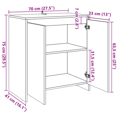 vidaXL Sideboard Altholz-Optik 70x41x75 cm Holzwerkstoff