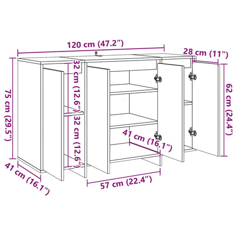 vidaXL Sideboard Altholz-Optik 120x41x75 cm Holzwerkstoff