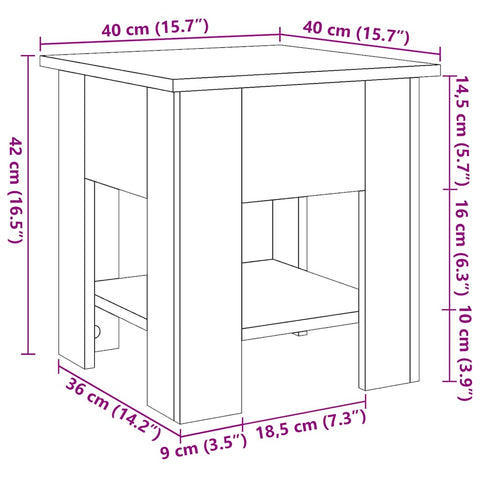 vidaXL Couchtisch Altholz-Optik 40x40x42 cm Holzwerkstoff