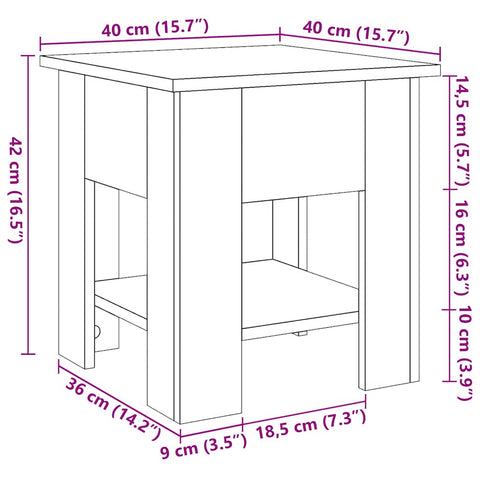 vidaXL Couchtisch Artisan-Eiche 40x40x42 cm Holzwerkstoff