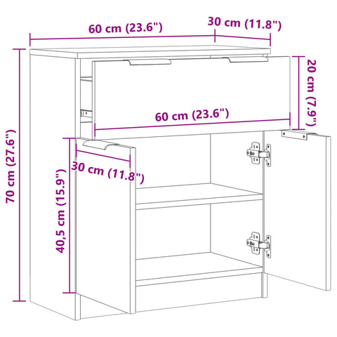 vidaXL Sideboard Altholz-Optik 60x30x70 cm Holzwerkstoff