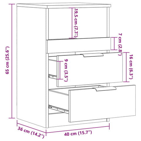 vidaXL Nachttisch Altholz-Optik 40x36x65 cm Holzwerkstoff