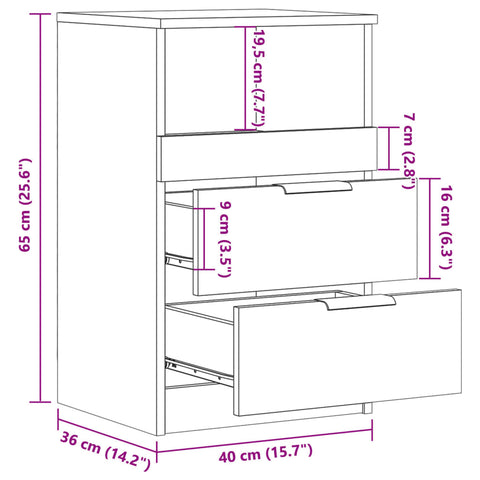 vidaXL Nachttische 2 Stk. Altholz-Optik 40x36x65 cm Holzwerkstoff