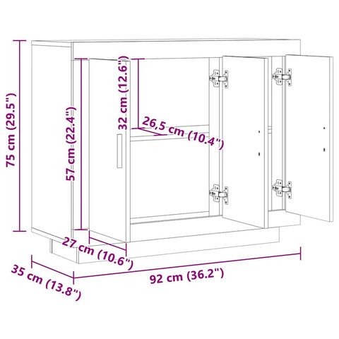 vidaXL Sideboard Altholz-Optik 92x35x75 cm Holzwerkstoff