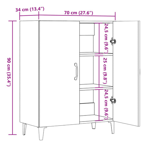 vidaXL Sideboard Altholz-Optik 70x34x90 cm Holzwerkstoff