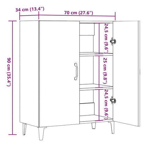 vidaXL Sideboard Artisan-Eiche 70x34x90 cm Holzwerkstoff