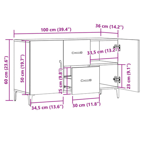 vidaXL Sideboard Altholz-Optik 100x36x60 cm Holzwerkstoff