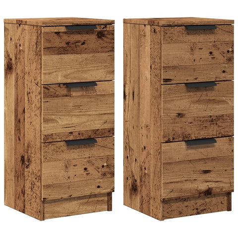 vidaXL Sideboards 2 Stk. Altholz-Optik 30x30x70 cm Holzwerkstoff