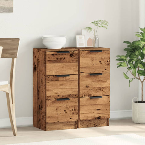 vidaXL Sideboards 2 Stk. Altholz-Optik 30x30x70 cm Holzwerkstoff