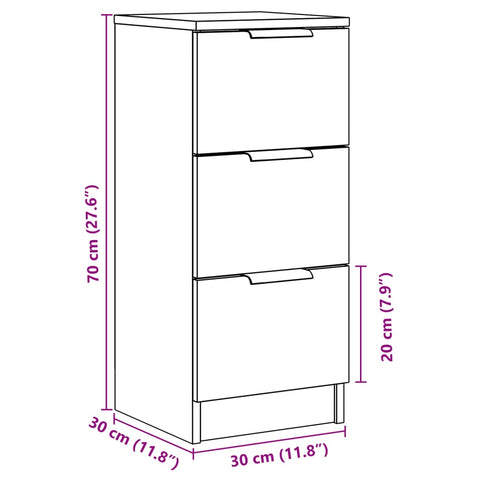 vidaXL Sideboards 2 Stk. Altholz-Optik 30x30x70 cm Holzwerkstoff