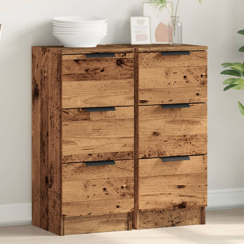 vidaXL Sideboards 2 Stk. Altholz-Optik 30x30x70 cm Holzwerkstoff