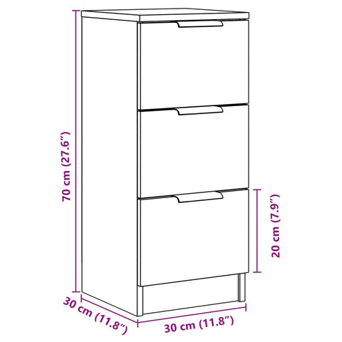 vidaXL Sideboards 2 Stk. Artisan-Eiche 30x30x70 cm Holzwerkstoff