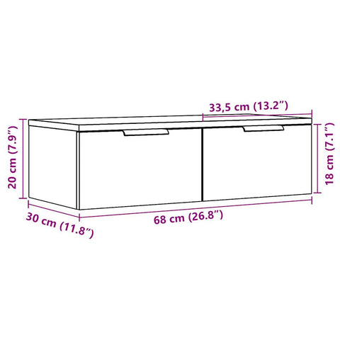 vidaXL Wandschrank Altholz-Optik 68x30x20 cm Holzwerkstoff