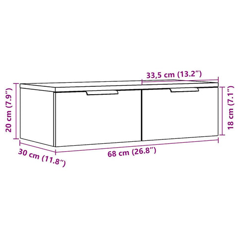 vidaXL Wandschrank Artisan-Eiche 68x30x20 cm Holzwerkstoff