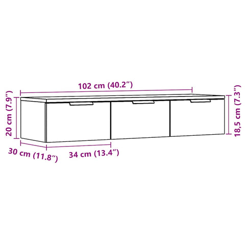 vidaXL Wandschrank Altholz-Optik 102x30x20 cm Holzwerkstoff