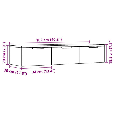 vidaXL Wandschrank Artisan-Eiche 102x30x20 cm Holzwerkstoff