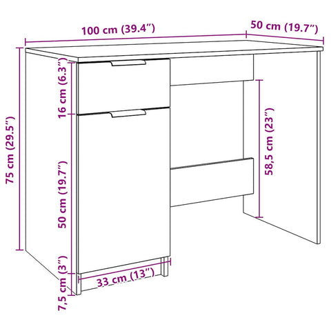 vidaXL Schreibtisch Altholz-Optik 100x50x75 cm Holzwerkstoff